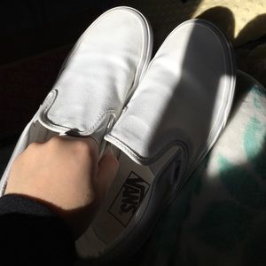 White slip on Vans